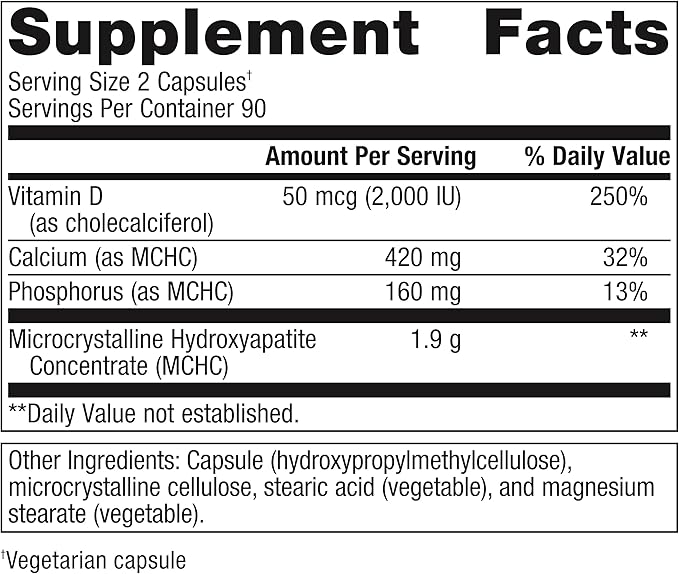 Metagenics Bone Builder Plus - MCHC Supplement - High-Absorption - 2000 IU Vitamin D - with Calcium & Phosphorus - Non-GMO & Gluten-Free - 180 Capsules