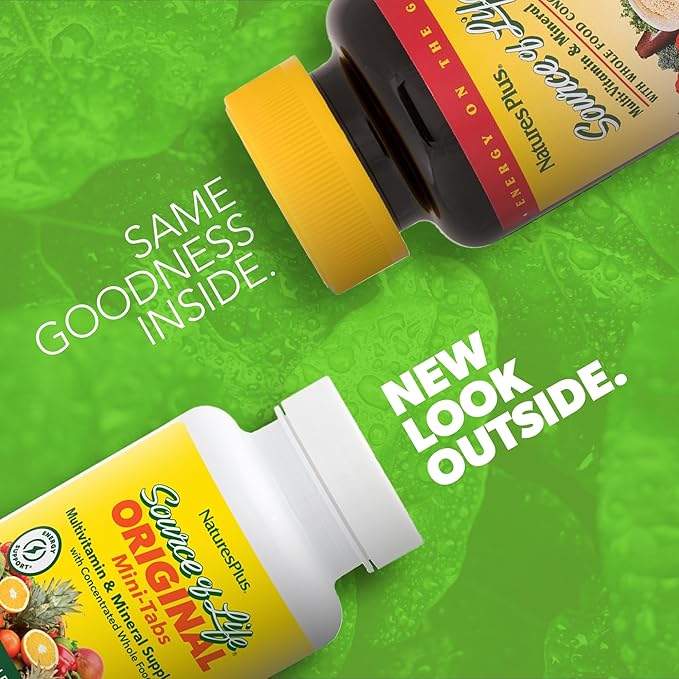 Natures Plus Source of Life - 90 Mini-Tabs - Multivitamin & Mineral Supplement - Supports Natural Energy & Overall Well-Being - Gluten Free, Vegetarian - 15 Total Servings