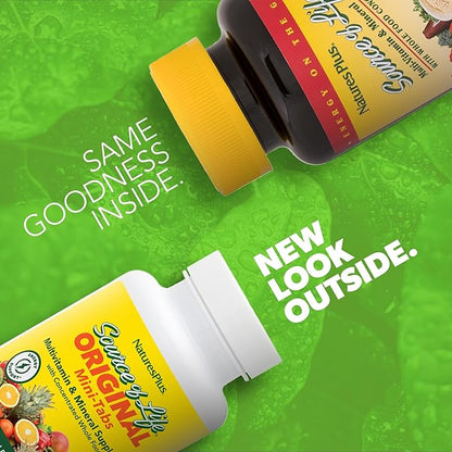 Natures Plus Source of Life - 90 Mini-Tabs - Multivitamin & Mineral Supplement - Supports Natural Energy & Overall Well-Being - Gluten Free, Vegetarian - 15 Total Servings