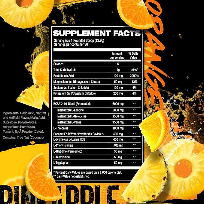 HOSSTILE SILO[9] Essential Amino Acids, EAA & BCAA Powder, Electrolyte Hydration Support, Enhance Muscle Recovery, Build Lean Muscle, Pre or Post Workout Drink, Orange Pineapple, 30 Servings