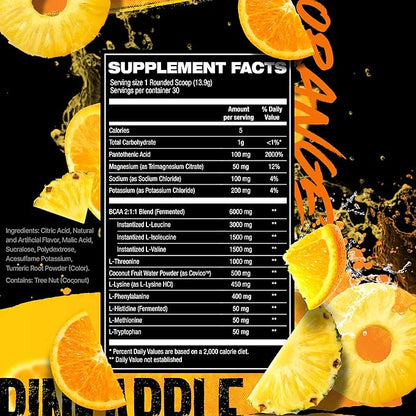 HOSSTILE SILO[9] Essential Amino Acids, EAA & BCAA Powder, Electrolyte Hydration Support, Enhance Muscle Recovery, Build Lean Muscle, Pre or Post Workout Drink, Orange Pineapple, 30 Servings