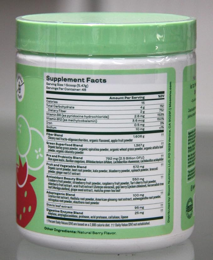 Nutrition Greens and Superfoods Powder, Berry 48 Servings, 9.2 oz, 5.93 Ounce (Pack of 1)