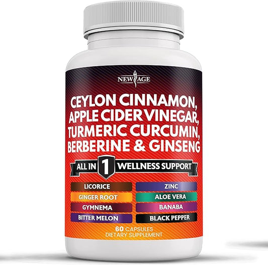 Ceylon Cinnamon, Turmeric, Apple Cider Vinegar, Ginseng, Aloe Vera, Berberine Plus Banaba, Ginger Root - 60 Count
