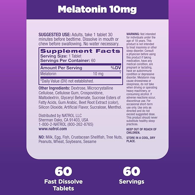 Natrol 10mg Fast Dissolve Melatonin Tablets Strawberry Flavor