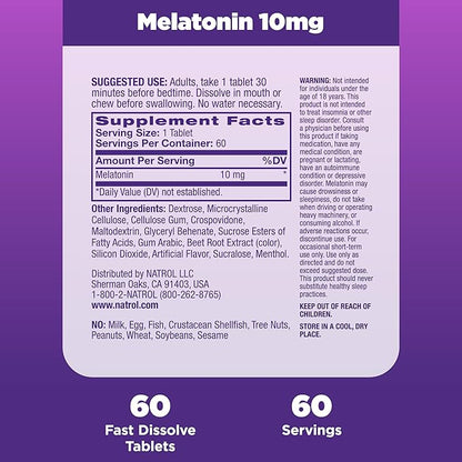Natrol 10mg Fast Dissolve Melatonin Tablets Strawberry Flavor