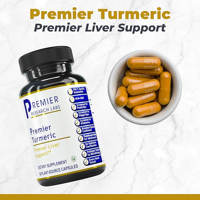 Premier Turmeric, 60 Capsules, Vegan Product - Premier Quality Turmeric for Premier Liver Support