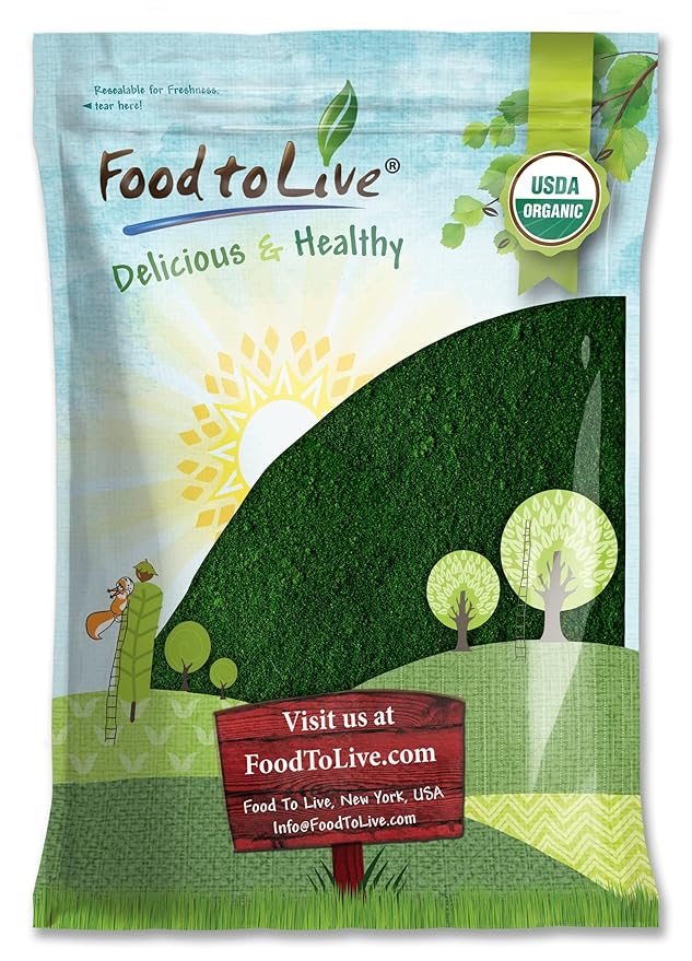 Food to Live Organic Algae Powder Mix, 8 Pounds – Spirulina and Chlorella 50/50 Blend, Non-GMO, Rich in Chlorophyll, Raw, Pure, Vegan Superfood, Bulk, Great for Smoothies, Good Source of Protein