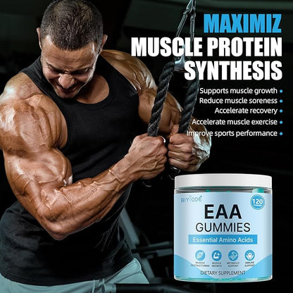 EAA Gummies: Essential Amino Acids All 9 Essential Aminos & Branched-Chain Aminos Non-GMO Gluten Free Vegetarian-Friendly 120 Gummie Blue Raspberry