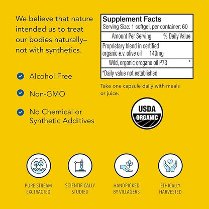 NORTH AMERICAN HERB & SPICE Oreganol P73 (2 Pack) - 60 Softgels - Immune System Support - Unprocessed, Vegan Friendly Wild Oregano - Mediterranean Source - Non-GMO - 120 Total Servings