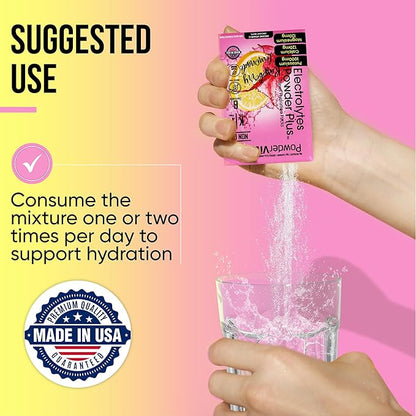 Electrolytes Powder Plus, Keto, Raspberry Lemonade, Sugar Free, Pink Himalayan Salt, 1000mg Potassium, 120mg Calcium, 120mg Magnesium, Non-GMO, Zero Calories, (16 Hydration Packets)