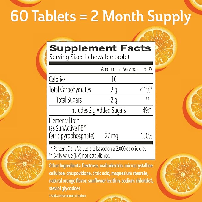 Fergon Iron Restore Chewable Tablets - Gentle on Stomach, Non-Constipating - 27mg Iron for Energy Support – 60 Tablets