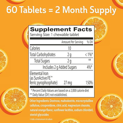 Fergon Iron Restore Chewable Tablets - Gentle on Stomach, Non-Constipating - 27mg Iron for Energy Support – 60 Tablets