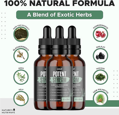 PotentStream Drops - Original Formula, Natural Liquid Supplement with Plant Extracts | 100% Natural, Made in USA, 6 Month Supply