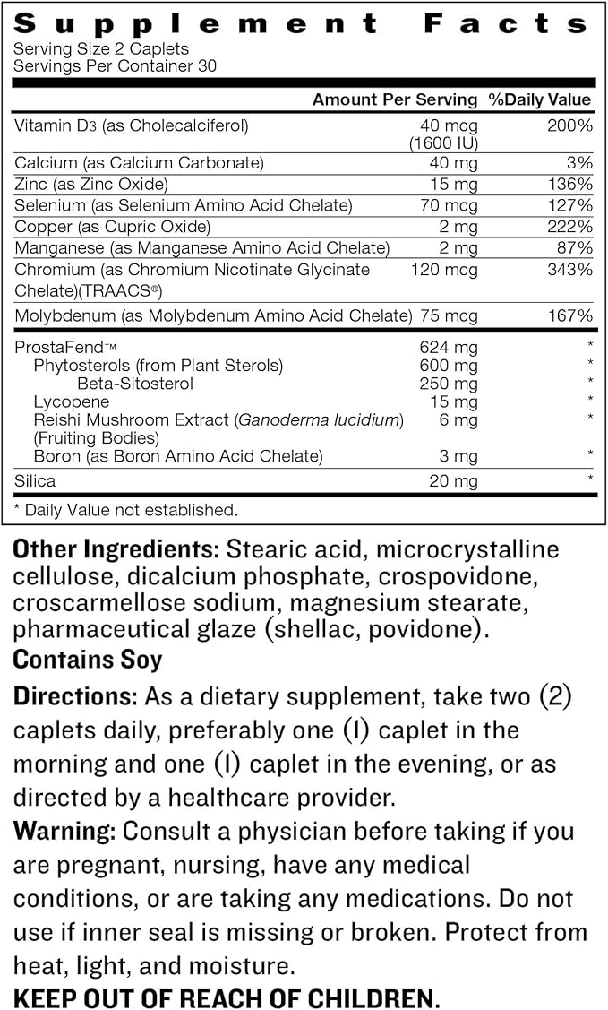 Advanced – Reduce Bathroom Trips, Promote Sleep, Support Bladder Emptying. Prostate Supplement for Men with Beta Sitosterol, not Saw Palmetto (180 Caplets, 3-Pack)