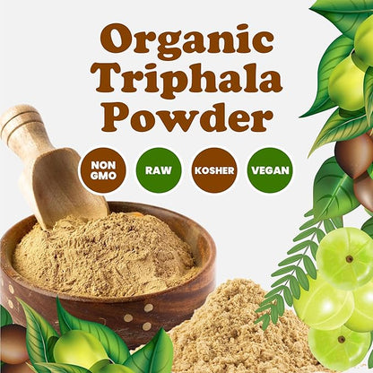 Food to Live Organic Triphala Powder, 8 Ounces – Natural Detox, Blend from Fruits Amalaki, Haritaki and Bibhitaki, Non-GMO, Perfect for Tea and Smoothies, Vegan, Kosher, Bulk