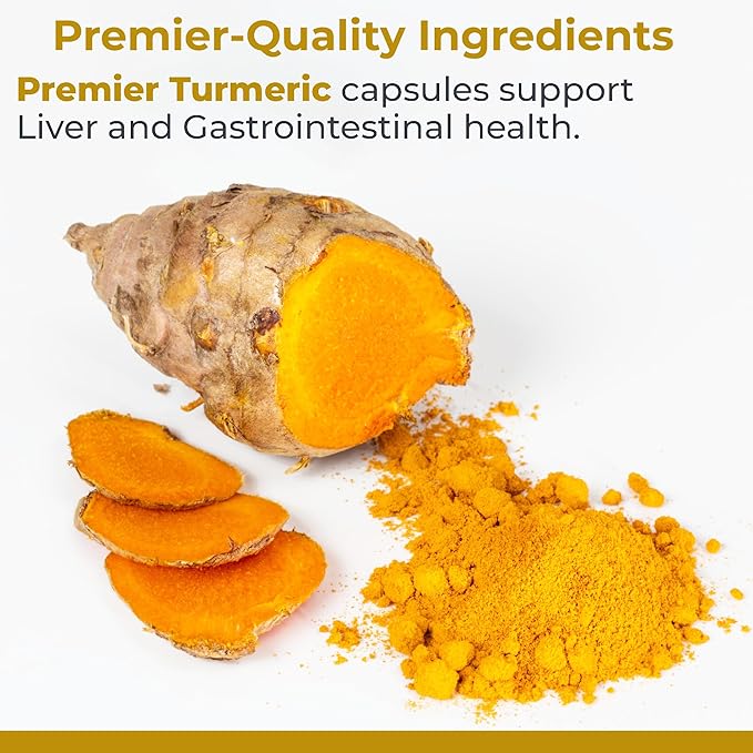 Premier Turmeric, 60 Capsules, Vegan Product - Premier Quality Turmeric for Premier Liver Support