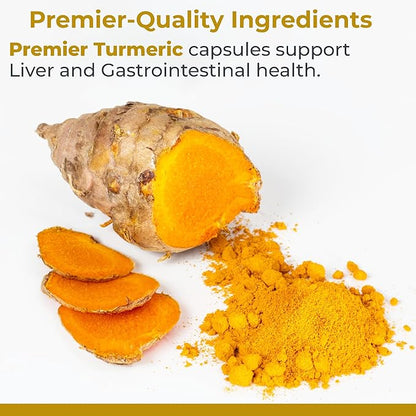 Premier Turmeric, 60 Capsules, Vegan Product - Premier Quality Turmeric for Premier Liver Support