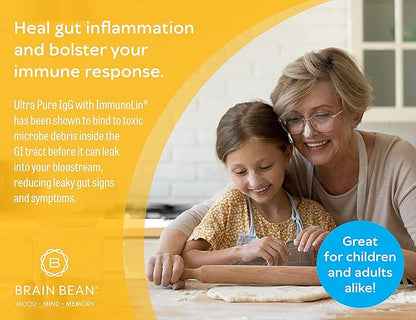 Brain Basics Ultra Pure IgG Supplement - Dairy-Free Supplement IgG-Immunolin Powder, Blended Vitamin & Mineral Supplements, 150g, 60 Servings