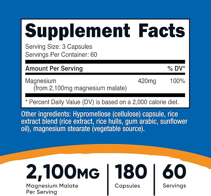 Nutricost Magnesium Malate 2,100mg, 180 Capsules - Vegetarian, Non-GMO, Gluten Free