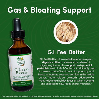 G.I. Feel Better Tincture - Gas & Bloating Support, Digestive Health Formula, Turmeric, Elecampane, Ginger, Cardamom, Herbal Supplement - 2 Fl Oz