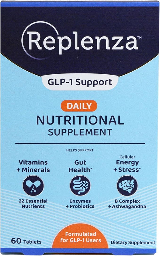 Daily GLP-1 Nutritional Support Supplement, Essential Vitamins and Minerals, Support for Gut Health, Stress and Cellular Energy – 60 Tablets