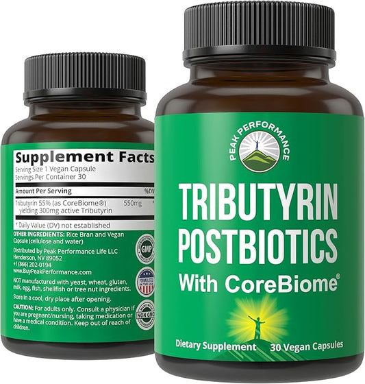 CoreBiome Tributyrin Postbiotic Supplement Clinically Tested For Gut Health. More Effective than Sodium Butyrate Capsules. High Bioavailability Post Biotics For Digestive, Leaky Gut, Colon, Microbiome