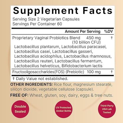 NatureBell Vaginal Probiotics for Women, 10 Billion CFU, 120 Veggie Capsules | PH Balance Probiotics and Prebiotics Blend – Lactobacillus Vaginal Supplement – Supports Odor, Flora & Yeast