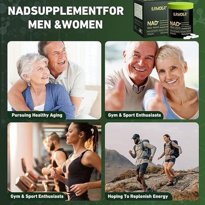 NAD+ Supplement, NAD Nicotinamide Riboside Resveratrol 900mg, Liposomal NAD for Women & Men, NMN Supplement Alternative for Anti-Aging, Energy Booster - 2 Bottle
