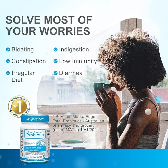 Life-Space Premium Broad Spectrum Probiotics, 32 Billion CFU & 15 Diverse Strains, Formulated for Daily Digestive Health & Immune Health, Probiotics for Women & Men - Mini Bottle 30 Veg Capsules