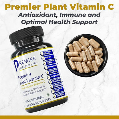 Premier Research Labs Vitamin C Supplement - Natural Vitamin C, Whole Food Vitamin C, Essential C Complex, Pure with Bioflavonoids & Organic Ingredients - 60 Vegetarian Capsules