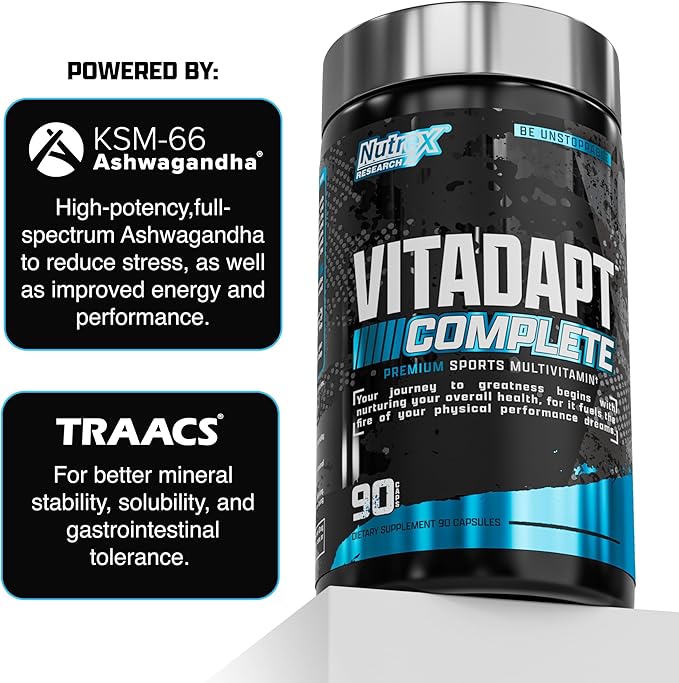 Nutrex Research Vitadapt Sports Multivitamin for Men - 24 Vitamins, KSM-66 Ashwagandha and Minerals for Athletes - Mens Multivitamin (2 Pack)