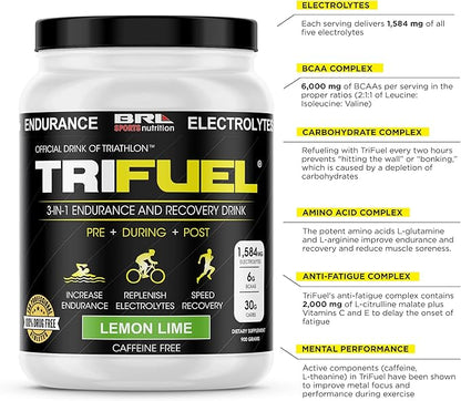3-in-1 Endurance and Recovery, Hydration, BCAA, Electrolyte Enhanced Drink (Lemon Lime)