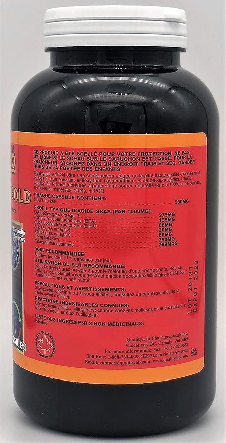 Krill Oil Omega Gold 500 mg 365 Capsules (Made in Canada)