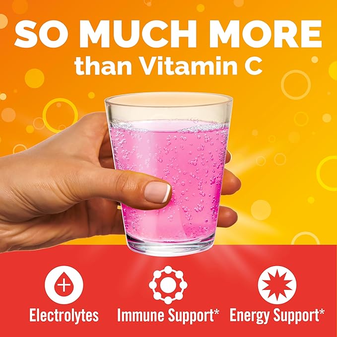 Emergen-C 1000mg Vitamin C Powder, with Antioxidants, B Vitamins and Electrolytes, Immunity Supplements for Immune Support, Caffeine Free Fizzy Drink Mix, Pink Lemonade Flavor - 30 Count