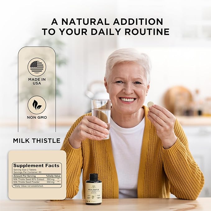 Premium Milk Thistle 900MG Liver & Kidney Support - Detox & Digestive Health Aid - Non-GMO Formula - Supporting Optimal Digestion - 120 Tablets
