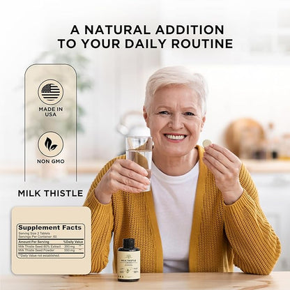 Premium Milk Thistle 900MG Liver & Kidney Support - Detox & Digestive Health Aid - Non-GMO Formula - Supporting Optimal Digestion - 120 Tablets