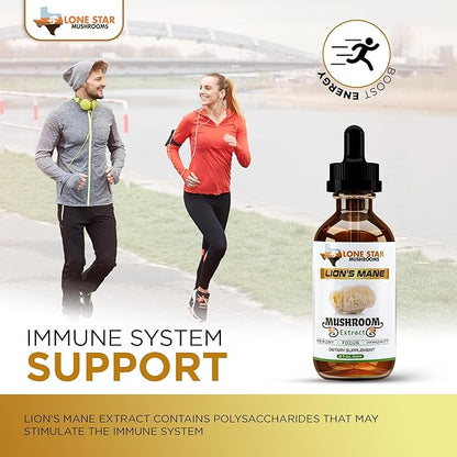 Lions Mane Dual Liquid Extract/Tincture | Organic Fruiting Bodies only | Grown in USA | Highly Concentrated | Memory, Focus, Immunity | No Grain/Filler