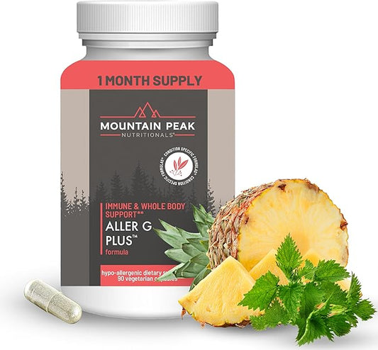 Mountain Peak Nutritionals Aller G Plus Formula - Daily Respiratory Support Supplement - Promotes Healthy Seasonal Immune Function - Hypoallergenic Dietary Supplement (90 Vegetarian Capsules)