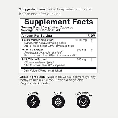 Toniiq Ease with DHM - Full Liver Support for a Night Out - 120 Capsules - 50x Super Concentrated Extract