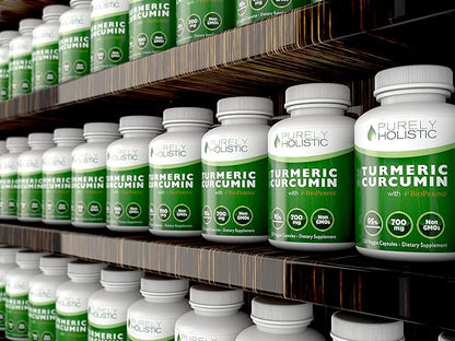 Turmeric Curcumin with BioPerine - 120 Vegan Capsules - 700mg of Tumeric per Capsule - with Black Pepper Extract 95% Curcuminoids