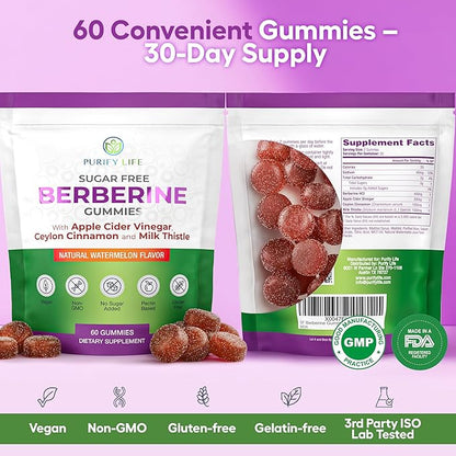 Keto Berberine Complex Gummies (Sugar-Free) with Ceylon Cinnamon, Milk Thistle, ACV [AMPK Metabolic Activator] Berberine Supplement for Metabolism, Energy, Gut Health, Fasting & Body Mass Control