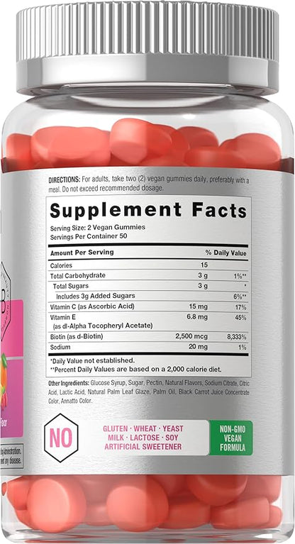 Horbäach Hair Skin and Nails Gummies | 100 Count | with Biotin | Fruit Flavored Vitamins | Non-GMO, Gluten Free Supplement