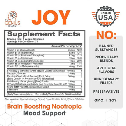 Genius Cognitive & Mood Support Bundle - Lion’s Mane Soft Chews & Joy Mood Enhancer - Supports Focus, Clarity, Mood, & Neural Function