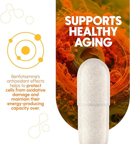 Benfotiamine 300mg - Benfotiamine b1-180 Capsules (3 Months Supply) - Vegan, Non-GMO, Gluten-Free
