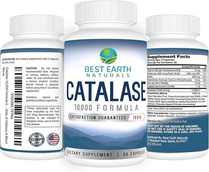 Best Earth Naturals Catalase Supplement 10,000 with Saw Palmetto, Biotin, Fo-Ti, PABA - Hair Supplements for Strong Hair - 180 Capsules - Pack of 3 (90-Day Supply)