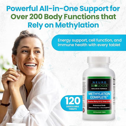 Methylation Complete - Methylated B Complex Vitamins to Aid Over 200 Body Processes - Methyl B Complex to Support Energy, Cell Function & Immunity - Enhanced Absorption with Methyl B12 B6 & Folate