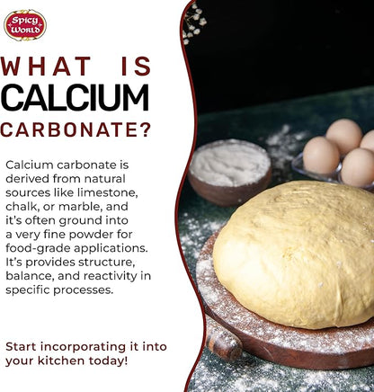 Spicy World Calcium Carbonate Powder 14oz - Dietary Supplement, Food Preservative, Acid Neutralizer