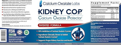 Kidney COP Calcium Oxalate Protector 120 Capsules, Patented Kidney Support for Calcium Oxalate Crystals, Helps Stops Recurrence of Stones, Stronger Than Chanca Piedra Stone Breaker Supplements 3 Pack