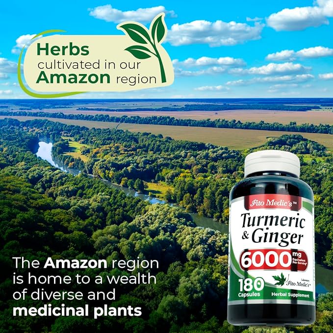 FITO MEDIC'S Lab | Tumeric and Ginger Supplement | 6000 mg | 180 Caps | Tumeric and Ginger | Ginger Supplements | Turmeric | Turmeric Supplements | Ultra high Absorption, s.