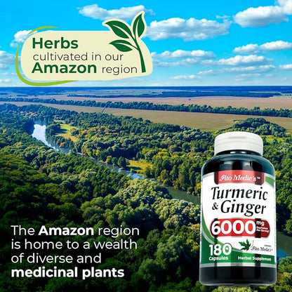 FITO MEDIC'S Lab | Tumeric and Ginger Supplement | 6000 mg | 180 Caps | Tumeric and Ginger | Ginger Supplements | Turmeric | Turmeric Supplements | Ultra high Absorption, s.